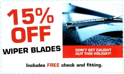 15% off Wiper Blades